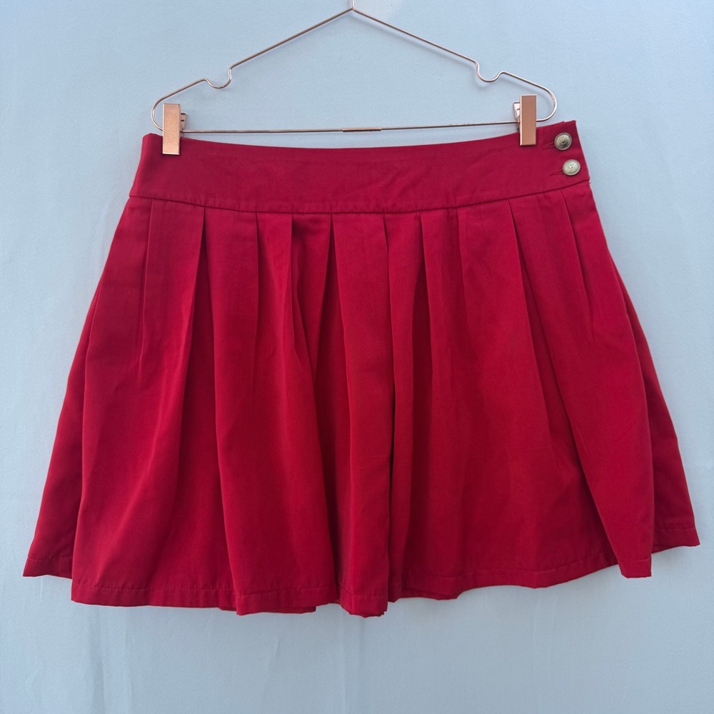 Chouyatou XXL High Waist Pleated Skater Skirt Red A-Line Vintage Inspired
